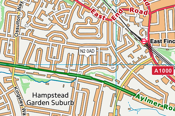 N2 0AD map - OS VectorMap District (Ordnance Survey)