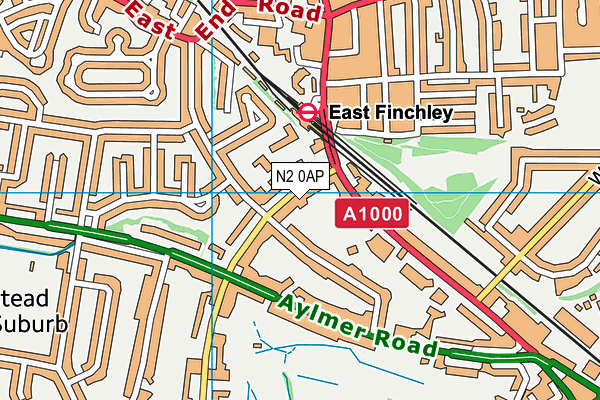 N2 0AP map - OS VectorMap District (Ordnance Survey)