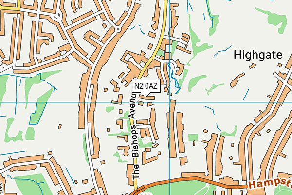 N2 0AZ map - OS VectorMap District (Ordnance Survey)