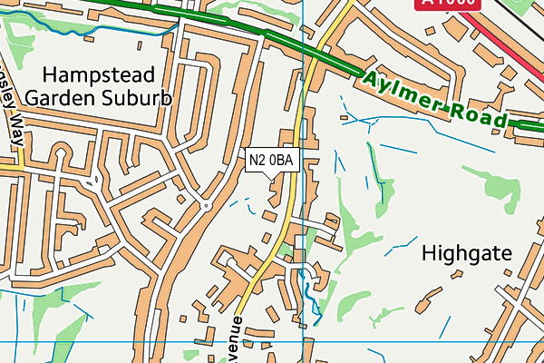 N2 0BA map - OS VectorMap District (Ordnance Survey)