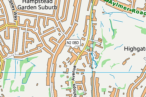 N2 0BD map - OS VectorMap District (Ordnance Survey)