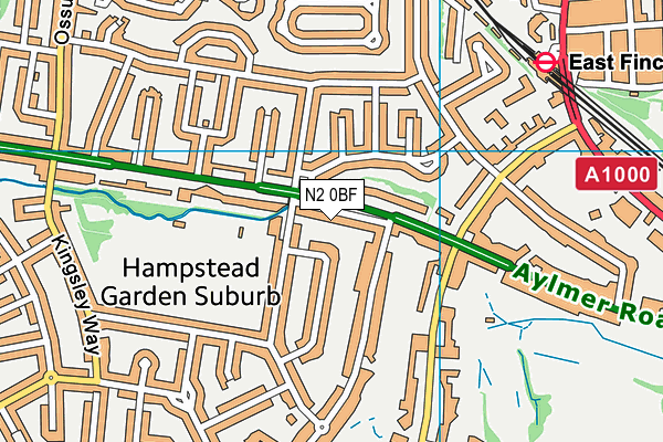 N2 0BF map - OS VectorMap District (Ordnance Survey)