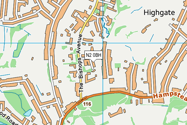 N2 0BH map - OS VectorMap District (Ordnance Survey)