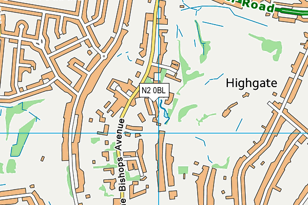 N2 0BL map - OS VectorMap District (Ordnance Survey)