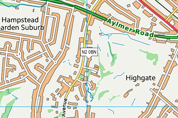 N2 0BN map - OS VectorMap District (Ordnance Survey)