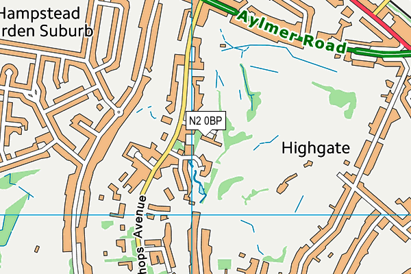 N2 0BP map - OS VectorMap District (Ordnance Survey)