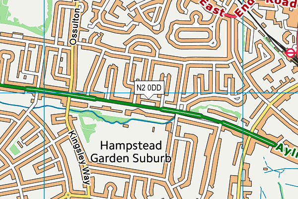 N2 0DD map - OS VectorMap District (Ordnance Survey)