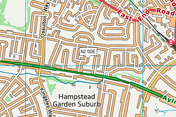 N2 0DE map - OS VectorMap District (Ordnance Survey)