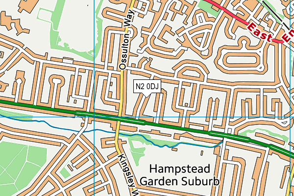 N2 0DJ map - OS VectorMap District (Ordnance Survey)