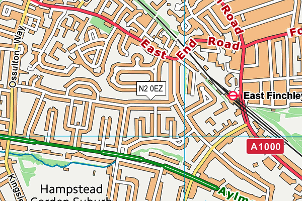 N2 0EZ map - OS VectorMap District (Ordnance Survey)