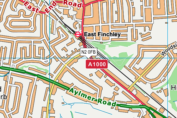 N2 0FB map - OS VectorMap District (Ordnance Survey)