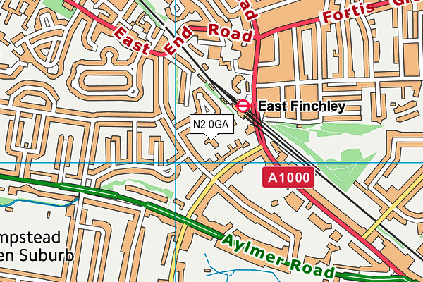 N2 0GA map - OS VectorMap District (Ordnance Survey)