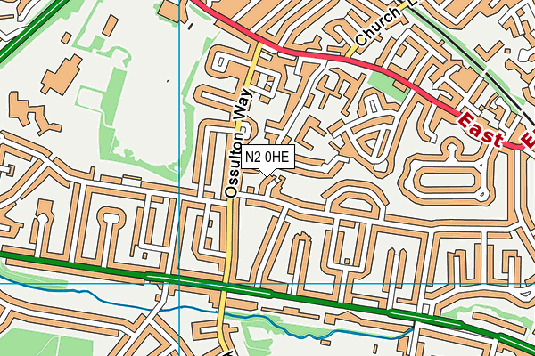 N2 0HE map - OS VectorMap District (Ordnance Survey)