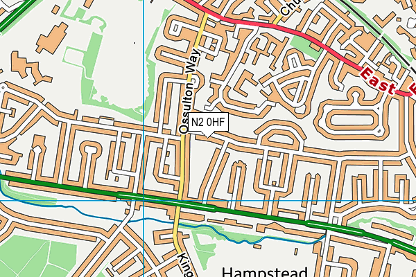 N2 0HF map - OS VectorMap District (Ordnance Survey)