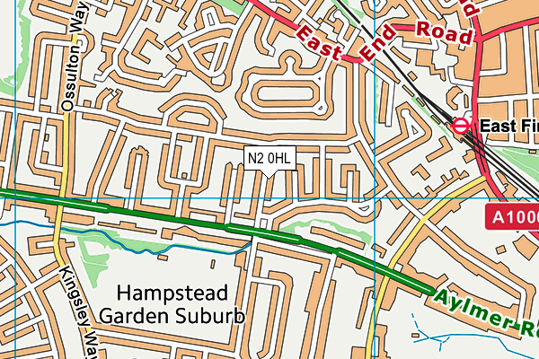 N2 0HL map - OS VectorMap District (Ordnance Survey)