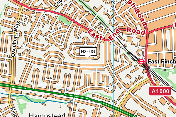 N2 0JG map - OS VectorMap District (Ordnance Survey)