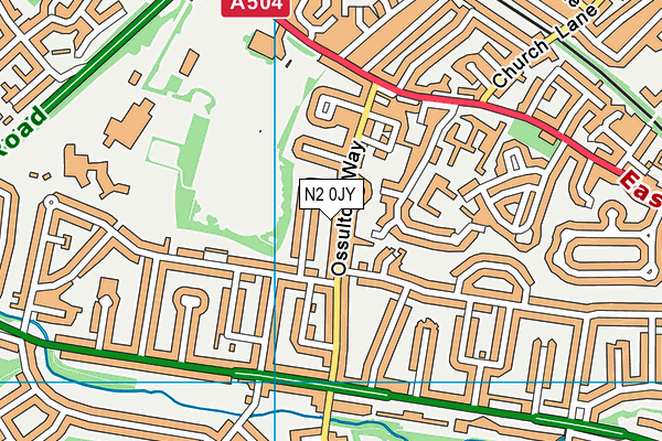 N2 0JY map - OS VectorMap District (Ordnance Survey)