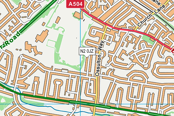 N2 0JZ map - OS VectorMap District (Ordnance Survey)