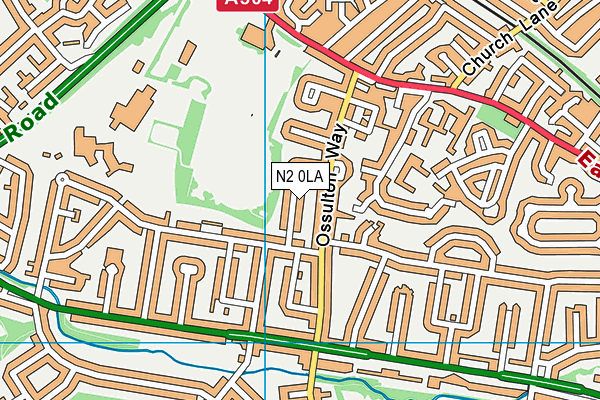 N2 0LA map - OS VectorMap District (Ordnance Survey)