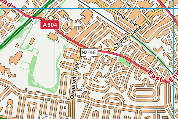 N2 0LE map - OS VectorMap District (Ordnance Survey)