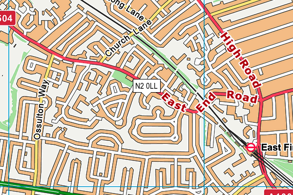 N2 0LL map - OS VectorMap District (Ordnance Survey)