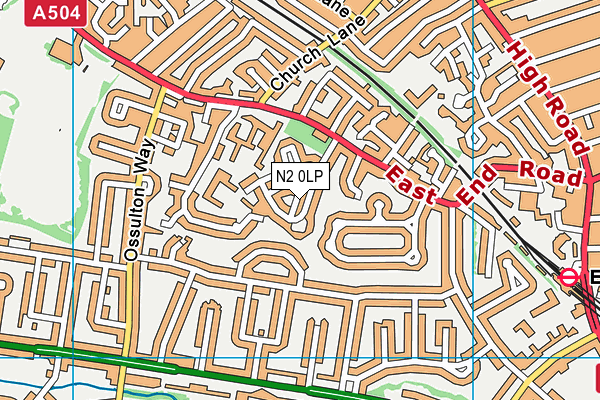 N2 0LP map - OS VectorMap District (Ordnance Survey)