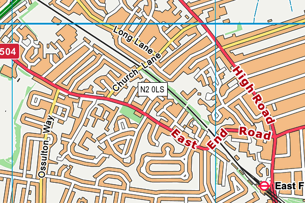 N2 0LS map - OS VectorMap District (Ordnance Survey)