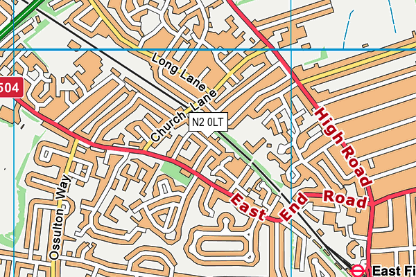 N2 0LT map - OS VectorMap District (Ordnance Survey)