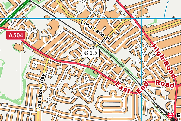 N2 0LX map - OS VectorMap District (Ordnance Survey)