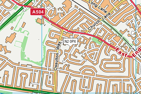 N2 0PX map - OS VectorMap District (Ordnance Survey)