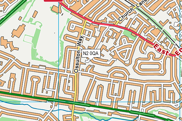 N2 0QA map - OS VectorMap District (Ordnance Survey)