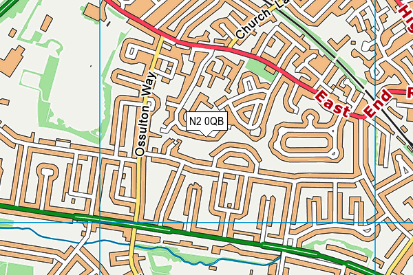 N2 0QB map - OS VectorMap District (Ordnance Survey)