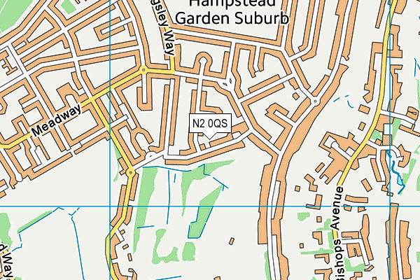 N2 0QS map - OS VectorMap District (Ordnance Survey)