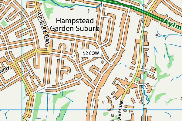 N2 0QW map - OS VectorMap District (Ordnance Survey)