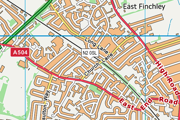 N2 0SL map - OS VectorMap District (Ordnance Survey)