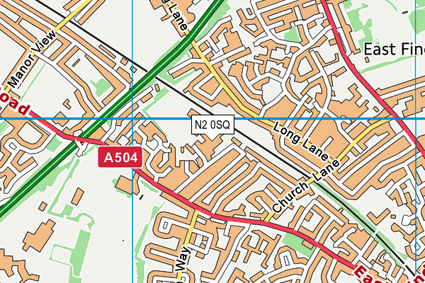 N2 0SQ map - OS VectorMap District (Ordnance Survey)