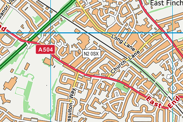 N2 0SX map - OS VectorMap District (Ordnance Survey)