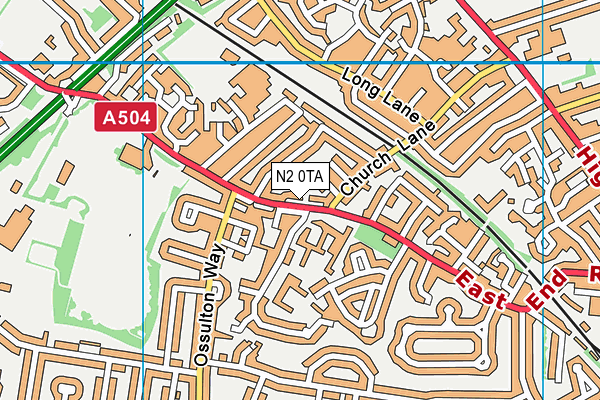 N2 0TA map - OS VectorMap District (Ordnance Survey)