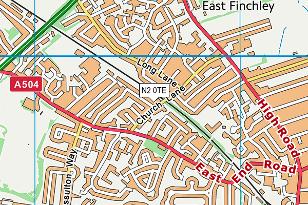 N2 0TE map - OS VectorMap District (Ordnance Survey)