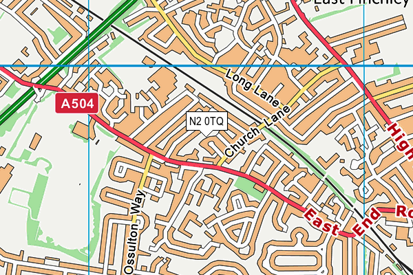 N2 0TQ map - OS VectorMap District (Ordnance Survey)