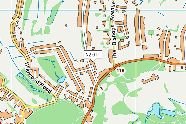 N2 0TT map - OS VectorMap District (Ordnance Survey)