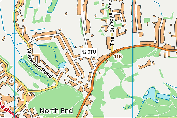 Hampstead Golf Club map (N2 0TU) - OS VectorMap District (Ordnance Survey)