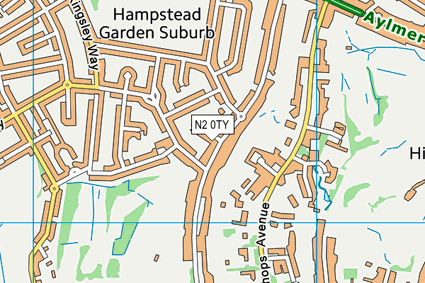 N2 0TY map - OS VectorMap District (Ordnance Survey)