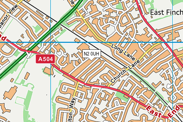 N2 0UH map - OS VectorMap District (Ordnance Survey)
