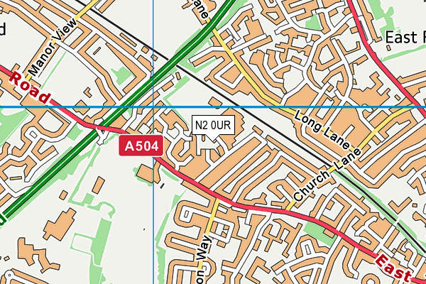 N2 0UR map - OS VectorMap District (Ordnance Survey)