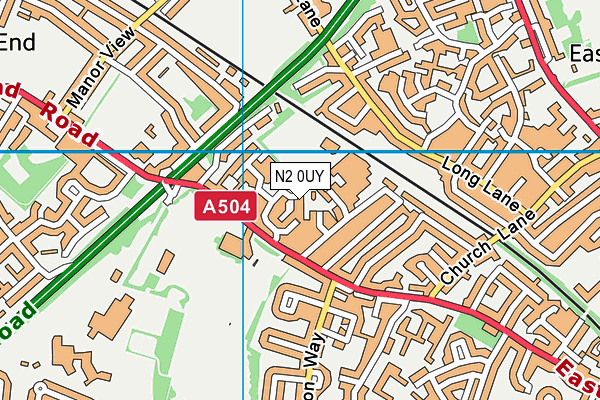 N2 0UY map - OS VectorMap District (Ordnance Survey)