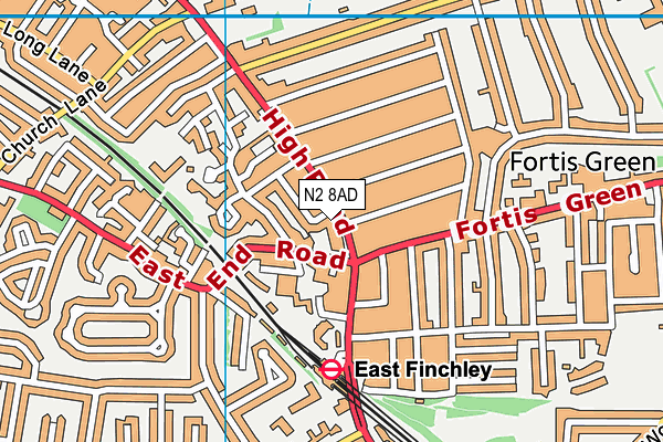 N2 8AD map - OS VectorMap District (Ordnance Survey)