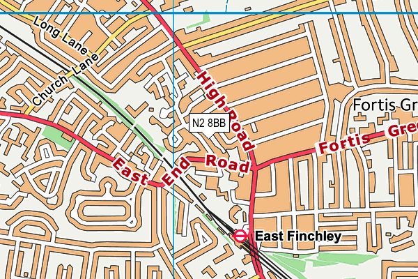 N2 8BB map - OS VectorMap District (Ordnance Survey)