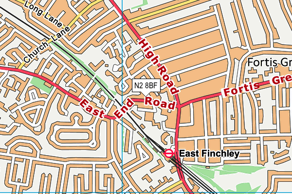 N2 8BF map - OS VectorMap District (Ordnance Survey)