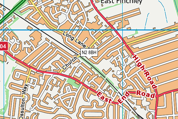 N2 8BH map - OS VectorMap District (Ordnance Survey)